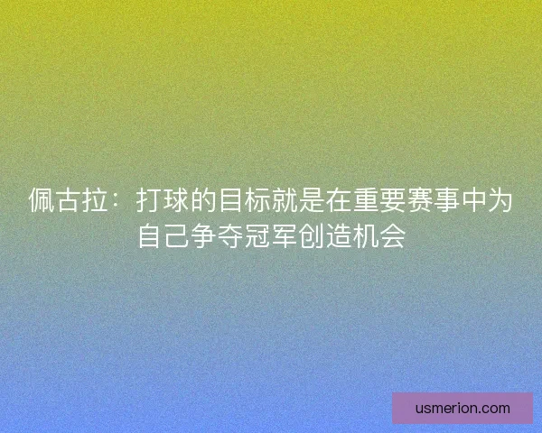 佩古拉：打球的目标就是在重要赛事中为自己争夺冠军创造机会